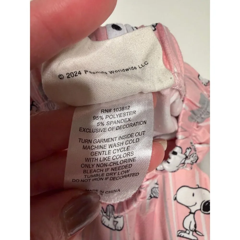 Munki Munki Peanuts Snoopy Pajama Set Women S Pink Hearts Button Up Lounge PJs